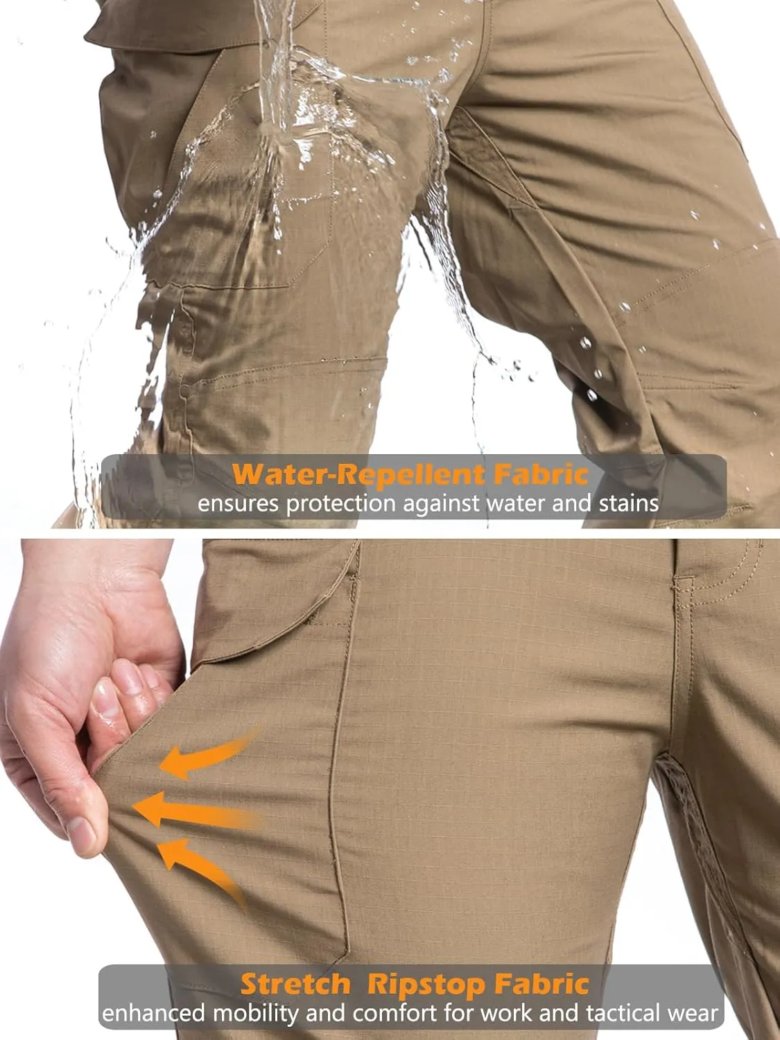 NAVEKULL Men's Flex Tactical Pants Ripstop Stretch Work Cargo Pants Water Resistant Outdoor EDC Hiking Pants
