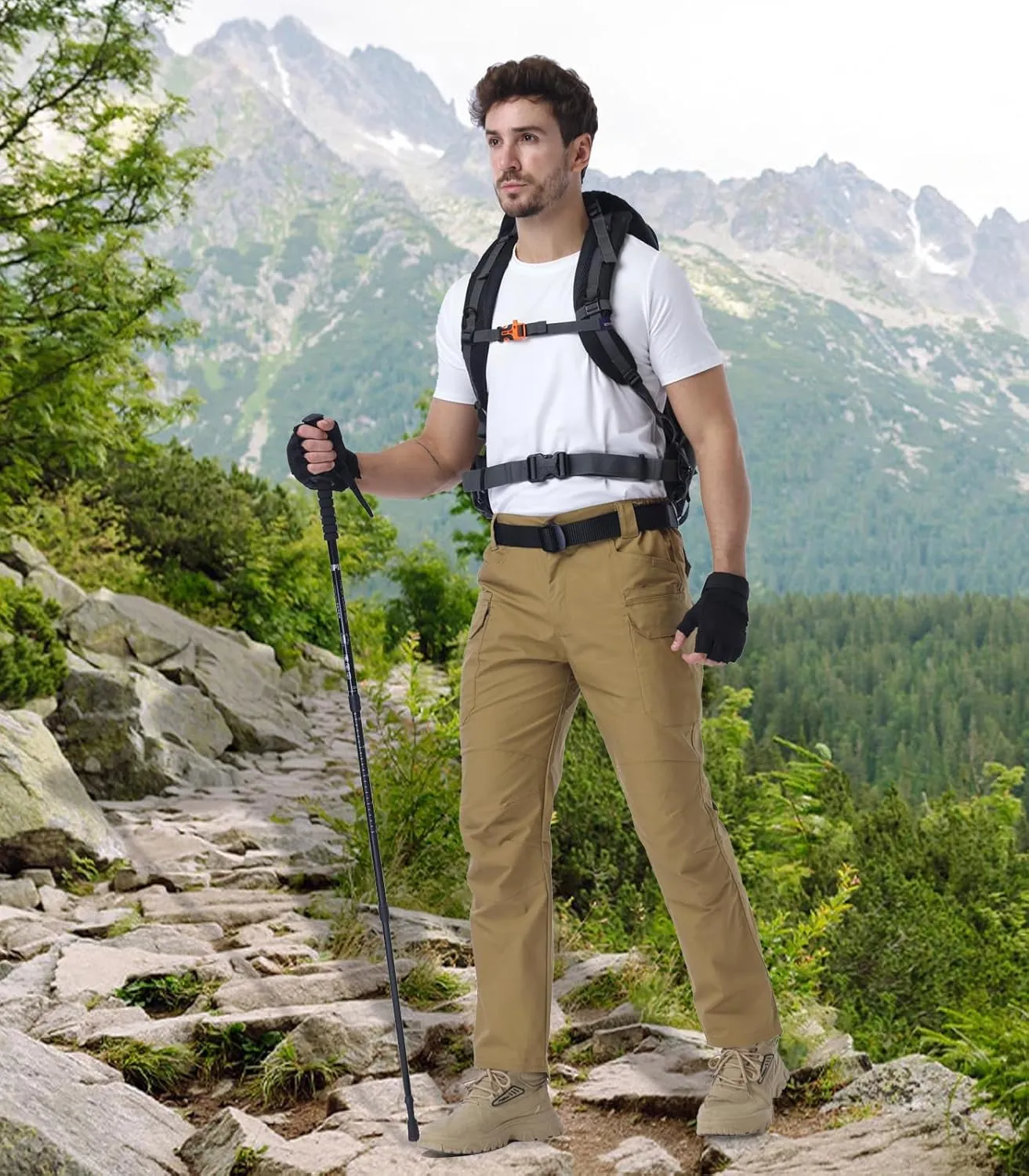 NAVEKULL Men's Flex Tactical Pants Ripstop Stretch Work Cargo Pants Water Resistant Outdoor EDC Hiking Pants