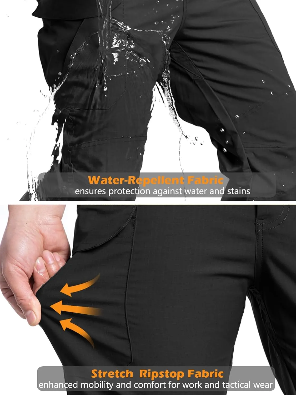 NAVEKULL Men's Flex Tactical Pants Ripstop Stretch Work Cargo Pants Water Resistant Outdoor EDC Hiking Pants