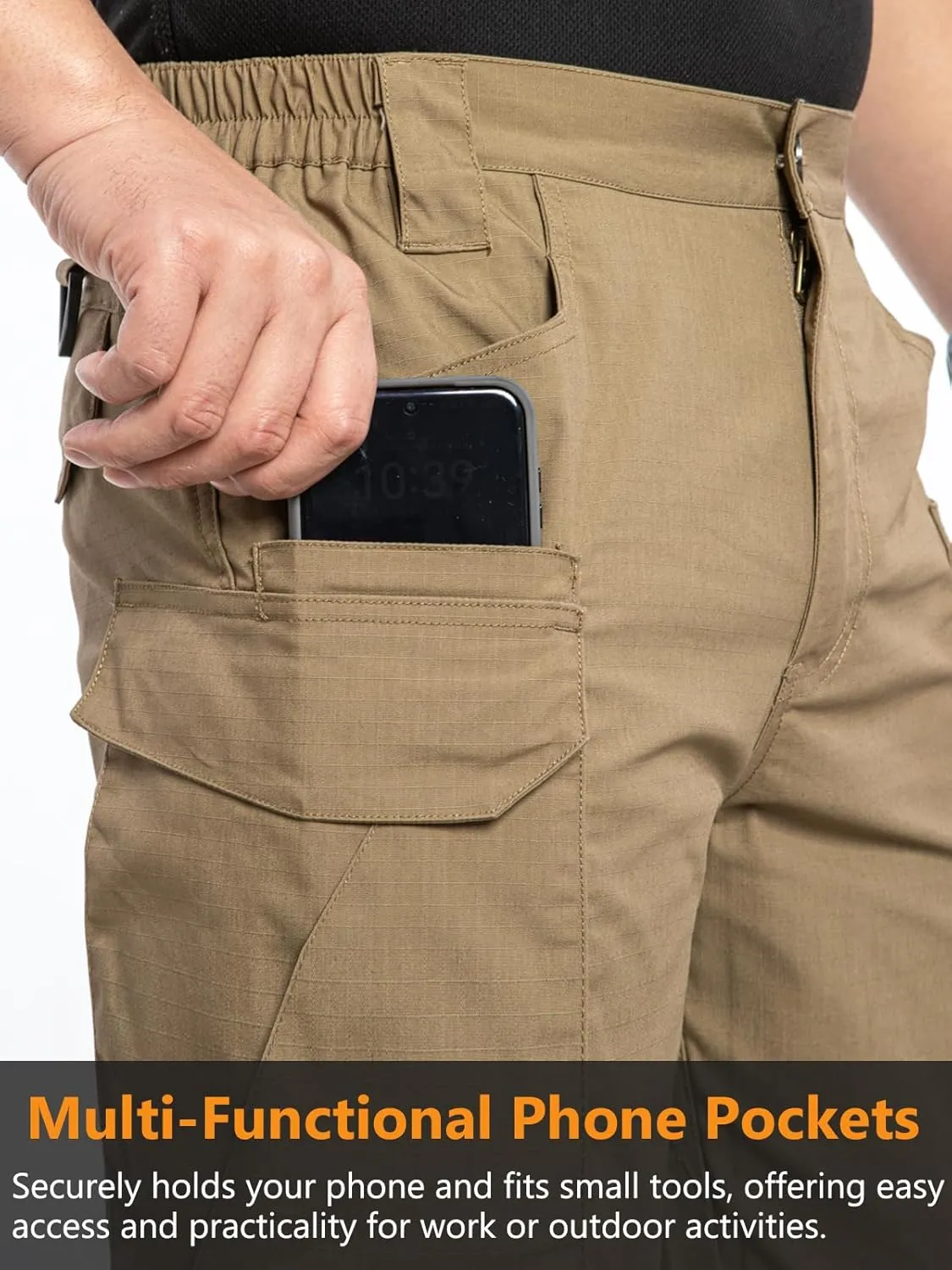 NAVEKULL Men's Flex Tactical Pants Ripstop Stretch Work Cargo Pants Water Resistant Outdoor EDC Hiking Pants