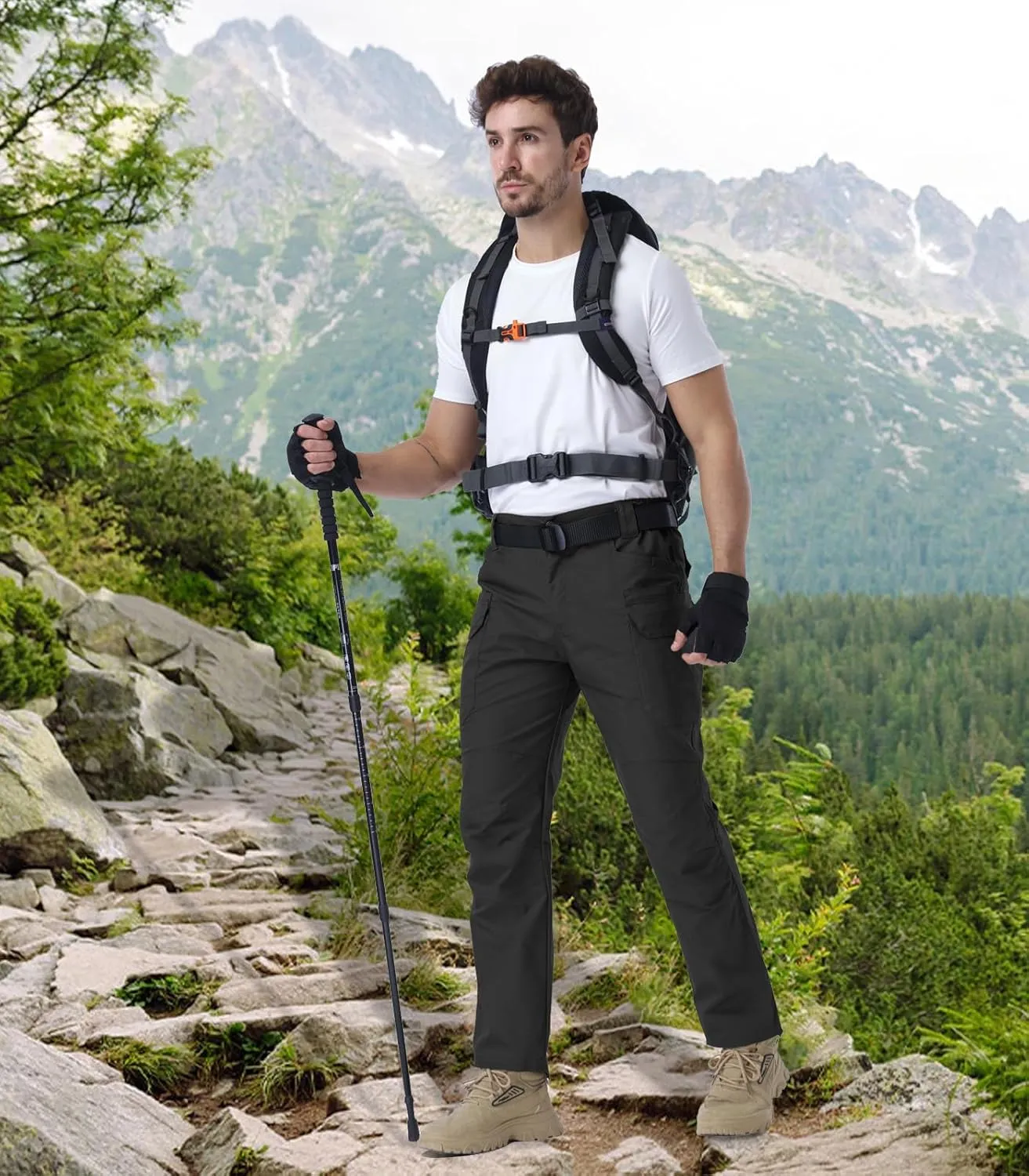 NAVEKULL Men's Flex Tactical Pants Ripstop Stretch Work Cargo Pants Water Resistant Outdoor EDC Hiking Pants