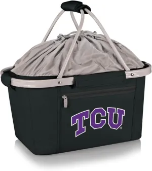 NCAA TCU Horned Frogs Metro Shopping Basket - Insulated Picnic Basket - Collapsible Market Basket - Utility Tote Cooler Bag