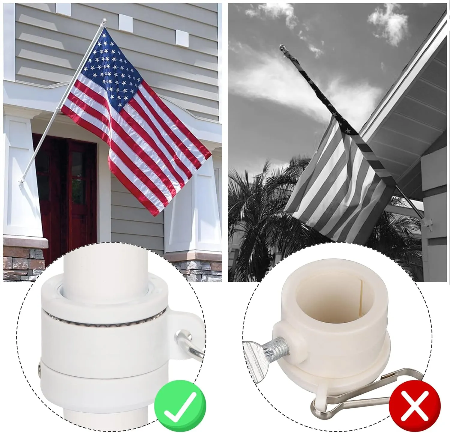NELXINJO 5FT Flag Pole with Bracket,Professional Stainless Steel No Tangle Spinning Pole and Flag Pole Kit with Bracket for Residential or Commercial