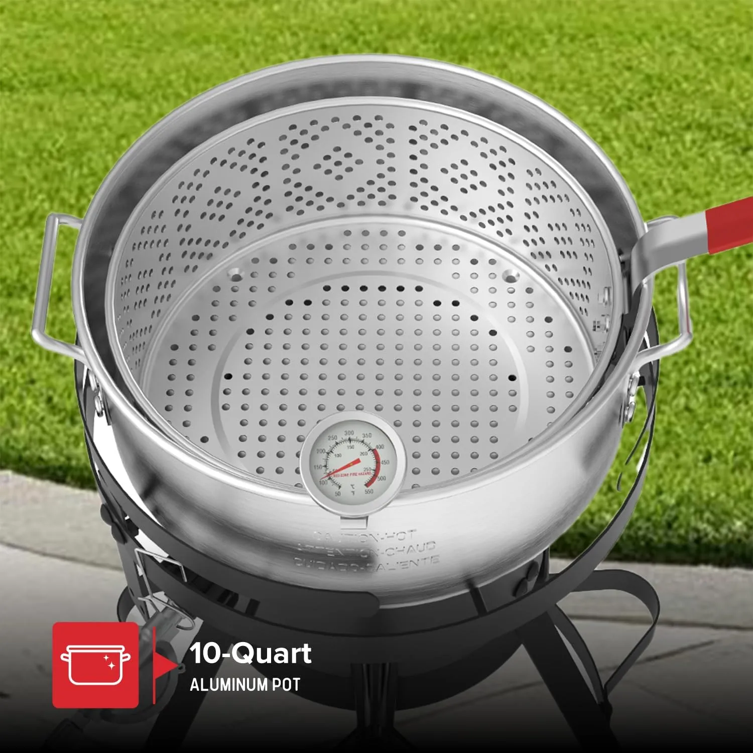 Nexgrill Propane Deep Fryer with 10Qt Aluminum Crawfish Boiler Pot & Strainer Basket for Turkey, Seafood, and More, 58,000 BTU Turkey Fryer Burner, CSA Approved Outdoor Deep Fryer - 840-0008