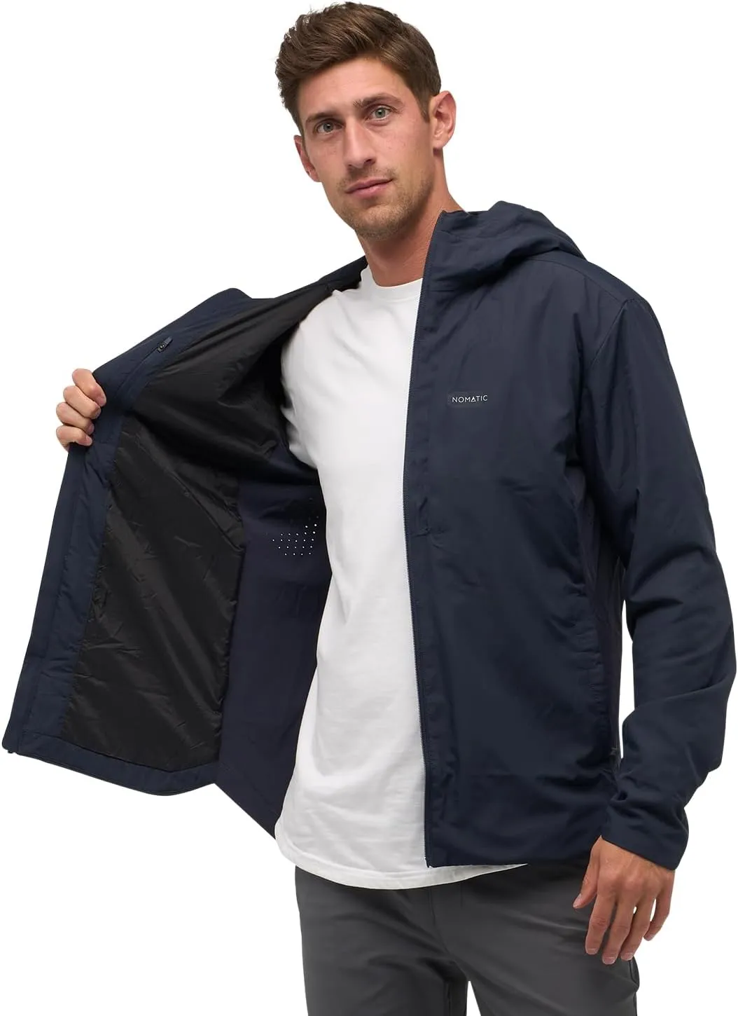 NOMATIC Outset Jacket - Hoodie: Ultimate Mens Lightweight Travel Jacket, Water & Stain Resistant, Breathable, Insulated
