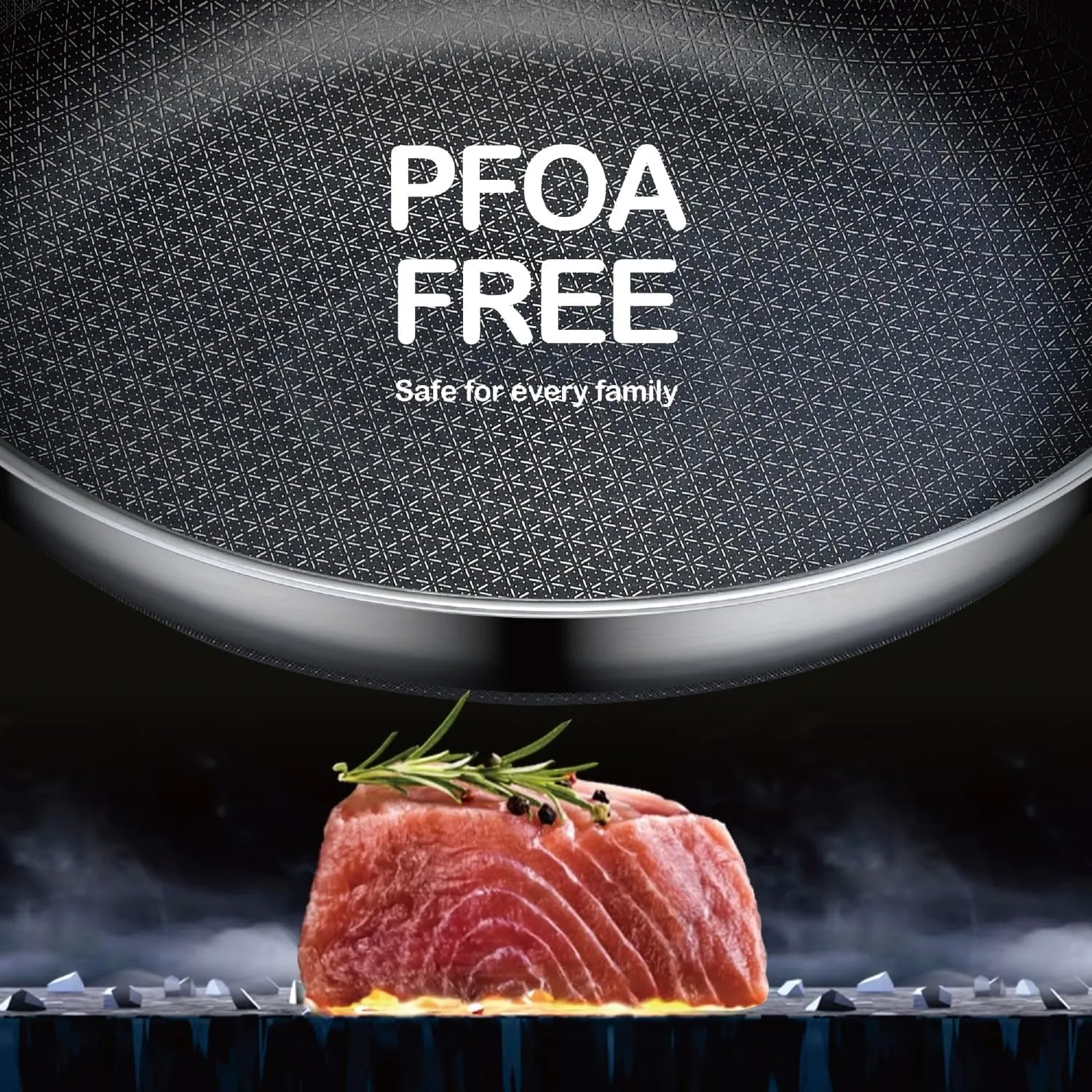 Non Stick Frying Pans,Hybrid 12 inch Frying Pans Nonstick with Lid,PFOA Free Cookware,non stick Stainless Steel Skillets,Dishwasher and Oven Safe, Works on Induction,Ceramic and Gas Cooktops