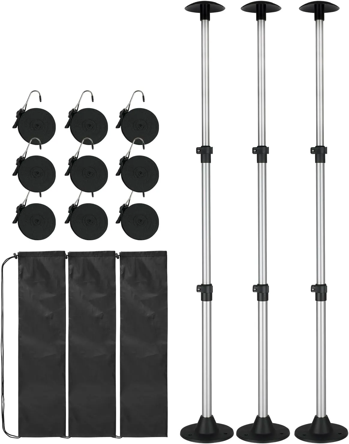 OCEANBROAD Boat Cover Support Pole Adjustable Telescoping Aluminum Pole with Straps, for V Hull/Jon/Pontoon Boat, 3 Pack
