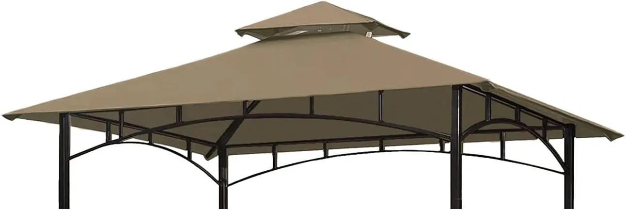 Ontheway 5 ft x 8 ft TOP Only Grill BBQ Gazebo Roof Top Double Tiered Replacement Canopy Roof Outdoor Gazebo Tent Roof Top
