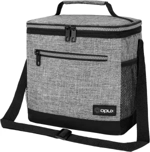 opux Extra Large Insulated Lunch Box Men Women, Lunch Bag for Work, Leakproof Soft Cooler Tote Adult, Lunch Pail, Picnic Beach Collapsible Food Bag with Shoulder Strap, Heather Grey