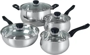Oster Rametto Stainless Steel Cookware Set, 8 Piece, Stainless Steel