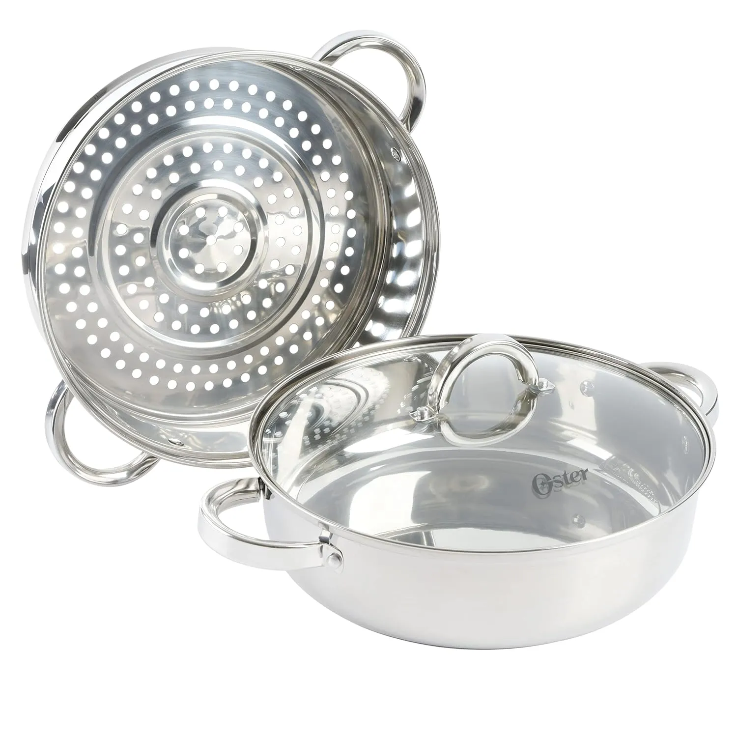 Oster Sangerfield Stainless Steel Cookware 11-Inch Everyday Pan w/Steamer and Lid
