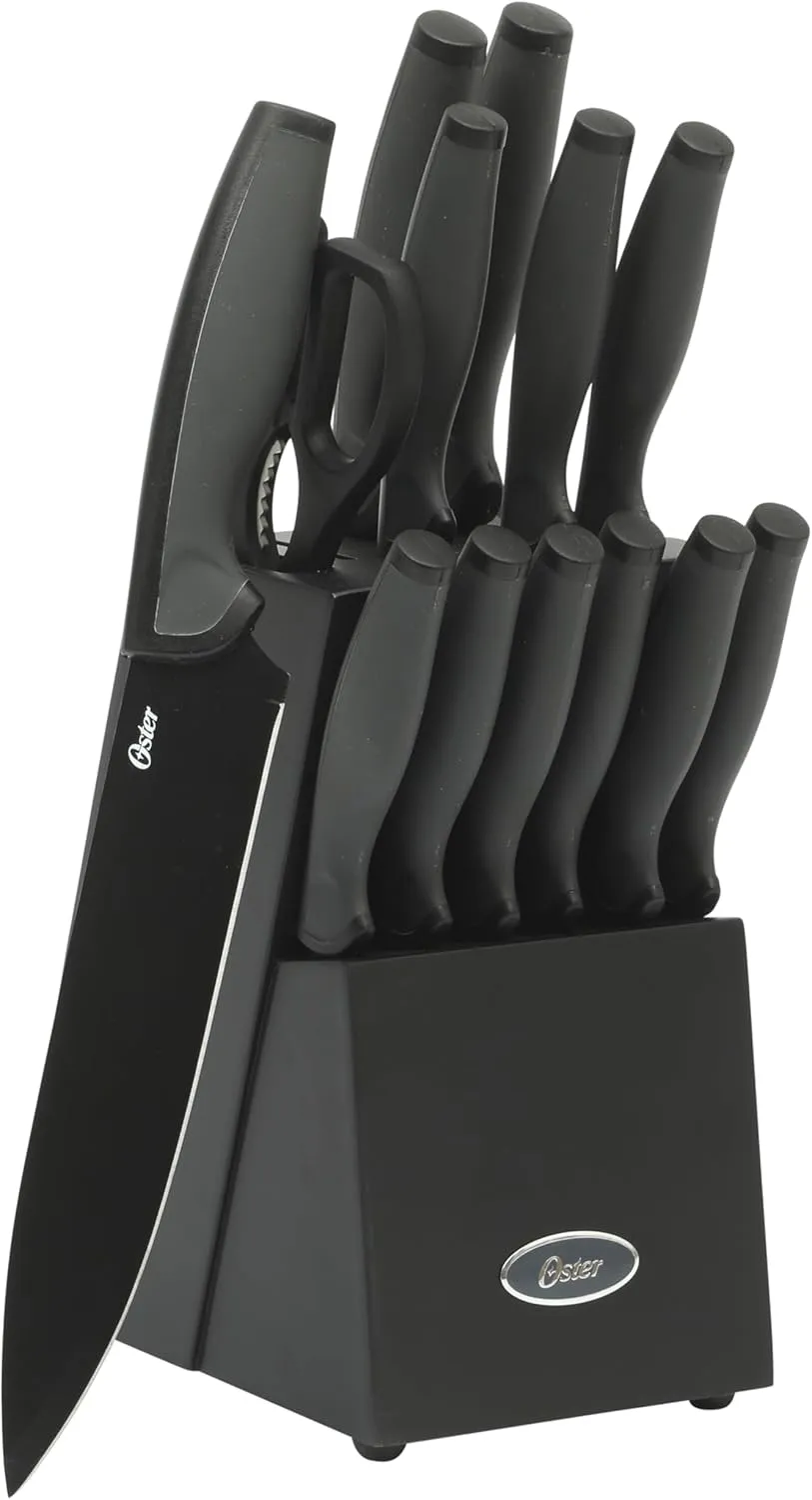Oster Slicecraft 14 Piece High Carbon Stainless Steel Knife Block Cutlery Set - Black- Cuchillos Para Cocina