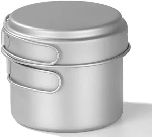 Outdoor Camping Camping Cookware Kit Pure Titanium Fried Soup Two-Piece Set Lightweight Pot Pan for Backpacking Camping Cooker Set Adventures Picnics (Onecolor 1600/500ML)