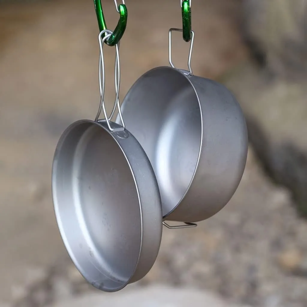 Outdoor Camping Camping Cookware Kit Pure Titanium Fried Soup Two-Piece Set Lightweight Pot Pan for Backpacking Camping Cooker Set Adventures Picnics (Onecolor 1600/500ML)