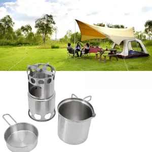 Outdoor Camping Cookware Set, Stainless Steel Portable Lightweight, Backpacking Cookware Set,Backpacking 2.5 Qt Stainless Steel Pot with Lid,Camping Pot Cook Kit for Outdoor Hiking Picnic
