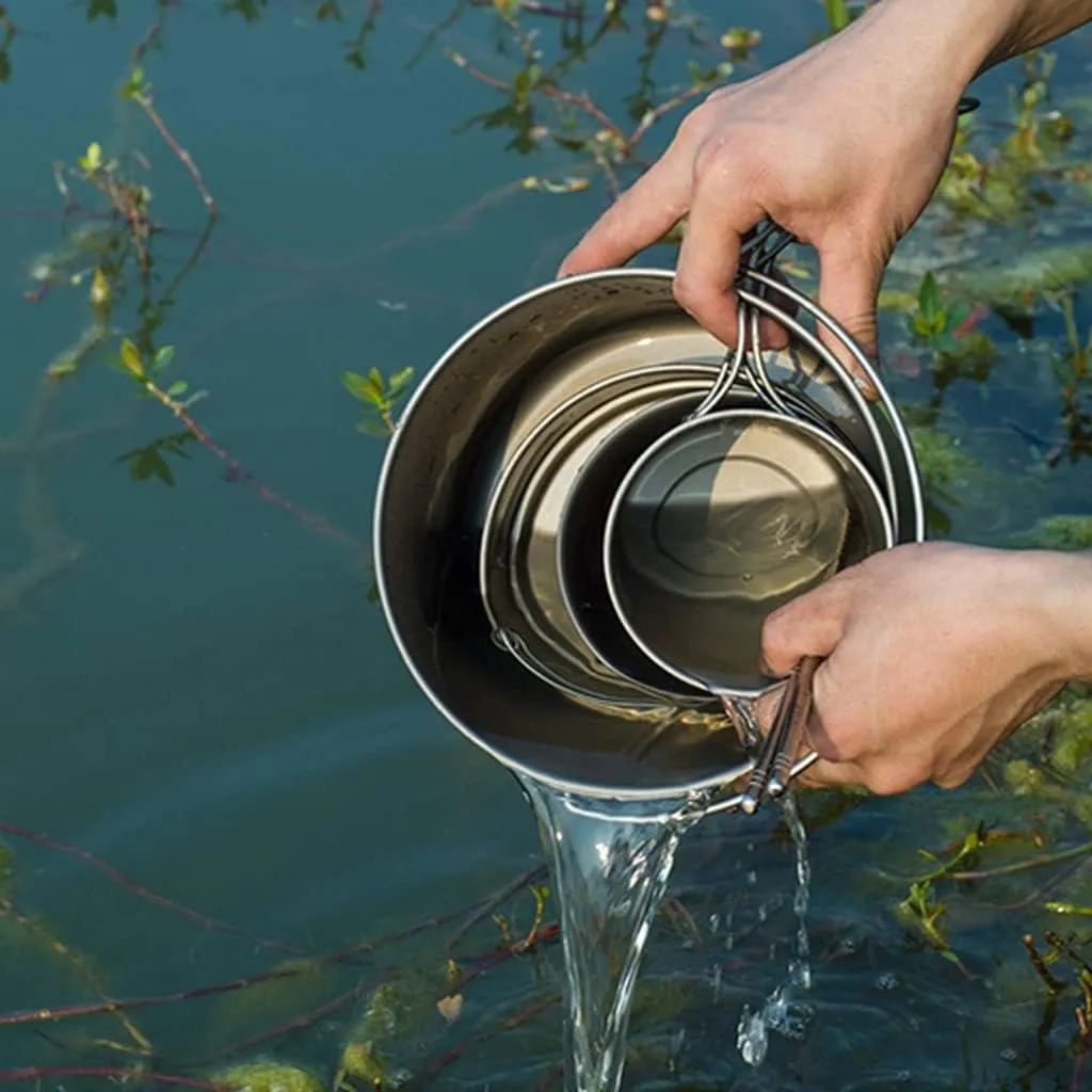 Outdoor Camping Outdoors Camping Cookware Lightweight Hanging Pot Camping Cooker Pure Titanium Foldable Hanging Pot Hiking Cooking Pot Adventures Picnics (OneColor 1600ml)