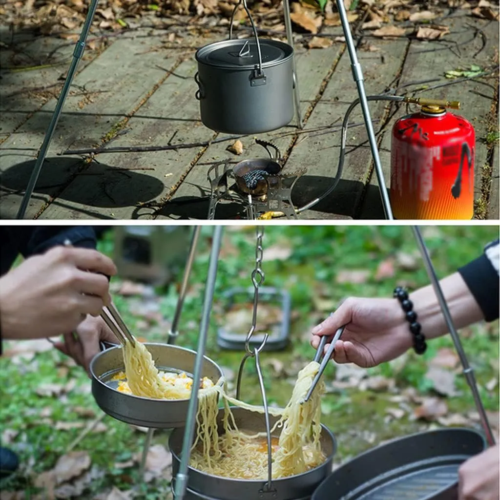 Outdoor Camping Outdoors Camping Cookware Lightweight Hanging Pot Camping Cooker Pure Titanium Foldable Hanging Pot Hiking Cooking Pot Adventures Picnics (OneColor 1600ml)