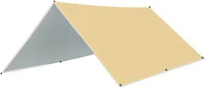 Outdoor Camping Tent Polyester Tarpaulin Sunscreen UV Resistant Lightweight Travel Canopy(Khaki,3x6m)