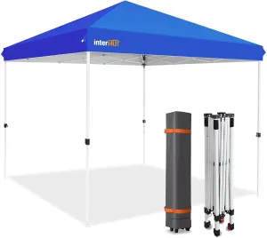 Outdoor Portable Pop up Canopy Tent with Rolling Bag, Instant Easy Setup Beach Canopy Folding Sports Shelter 10x10, Blue