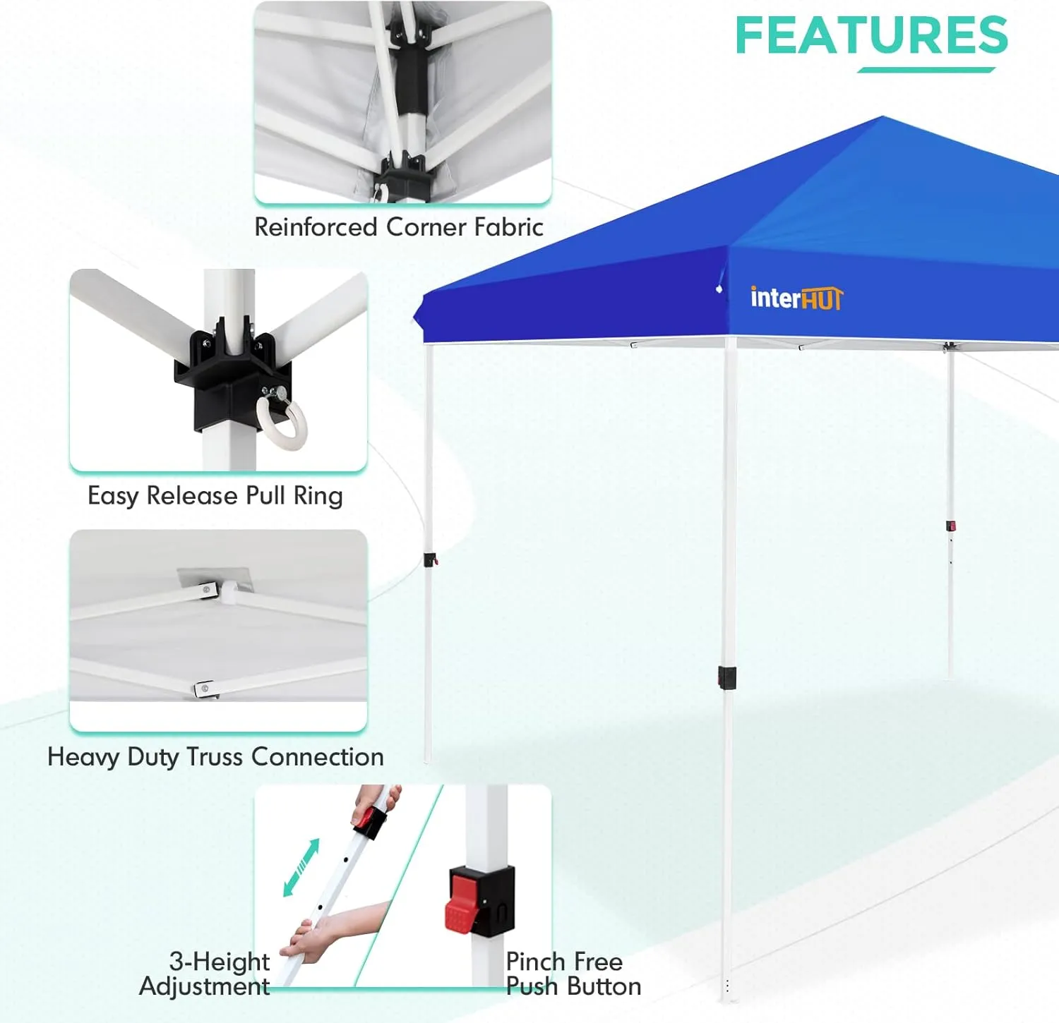 Outdoor Portable Pop up Canopy Tent with Rolling Bag, Instant Easy Setup Beach Canopy Folding Sports Shelter 10x10, Blue