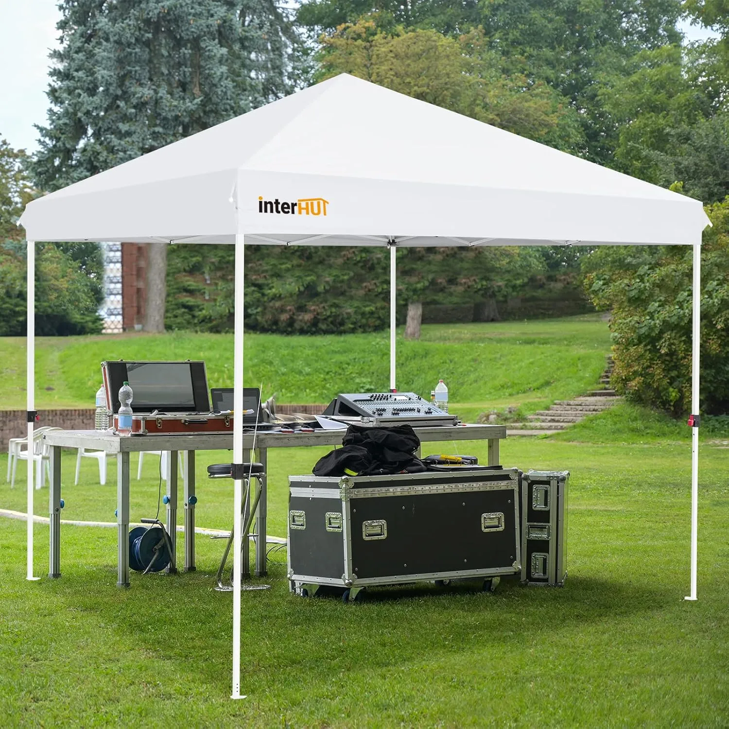 Outdoor Portable Pop up Canopy Tent with Rolling Bag, Instant Easy Setup Beach Canopy Folding Sports Shelter 10x10, White