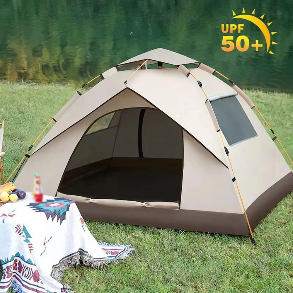 Outdoor Self-Driving Travel Camping Tent Automatic Qui-Opening Tent Portable Rainproof Sunshine-Proof Tent Fishing Hiking Sunshine Shelter (Color K blackglue Coating)