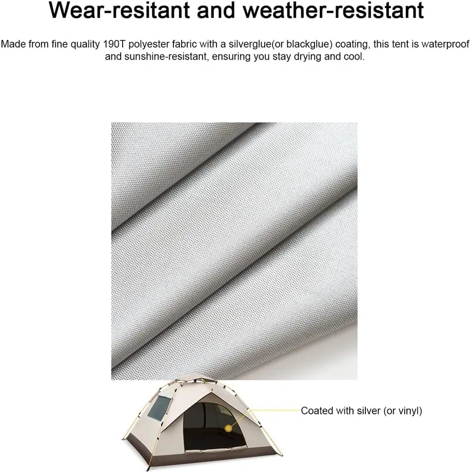 Outdoor Self-Driving Travel Camping Tent Automatic Qui-Opening Tent Portable Rainproof Sunshine-Proof Tent Fishing Hiking Sunshine Shelter (Color K blackglue Coating)