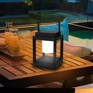 Outdoor Table Lamp, Brightness LED Nightstand Lantern, Portable Rechargeable Solar Lights with Type-C Port, Cordless Lights Decorative for Patio, Outdoor Camping, Bedroom and Reading