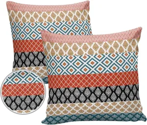 Outdoor Waterproof Throw Pillow Covers Boho Stripe Tribal Vingtage Lumbar Pillowcases Bohemian Style Pattern Decorative Pillows Cushion Case Patio Pillows for Couch Bed Garden 18 x 18 Inches