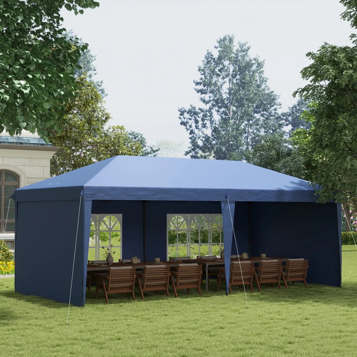Outsunny 10' X 20' Outdoor Pop Up Canopy Tent W/ Carrying Bag, Blue