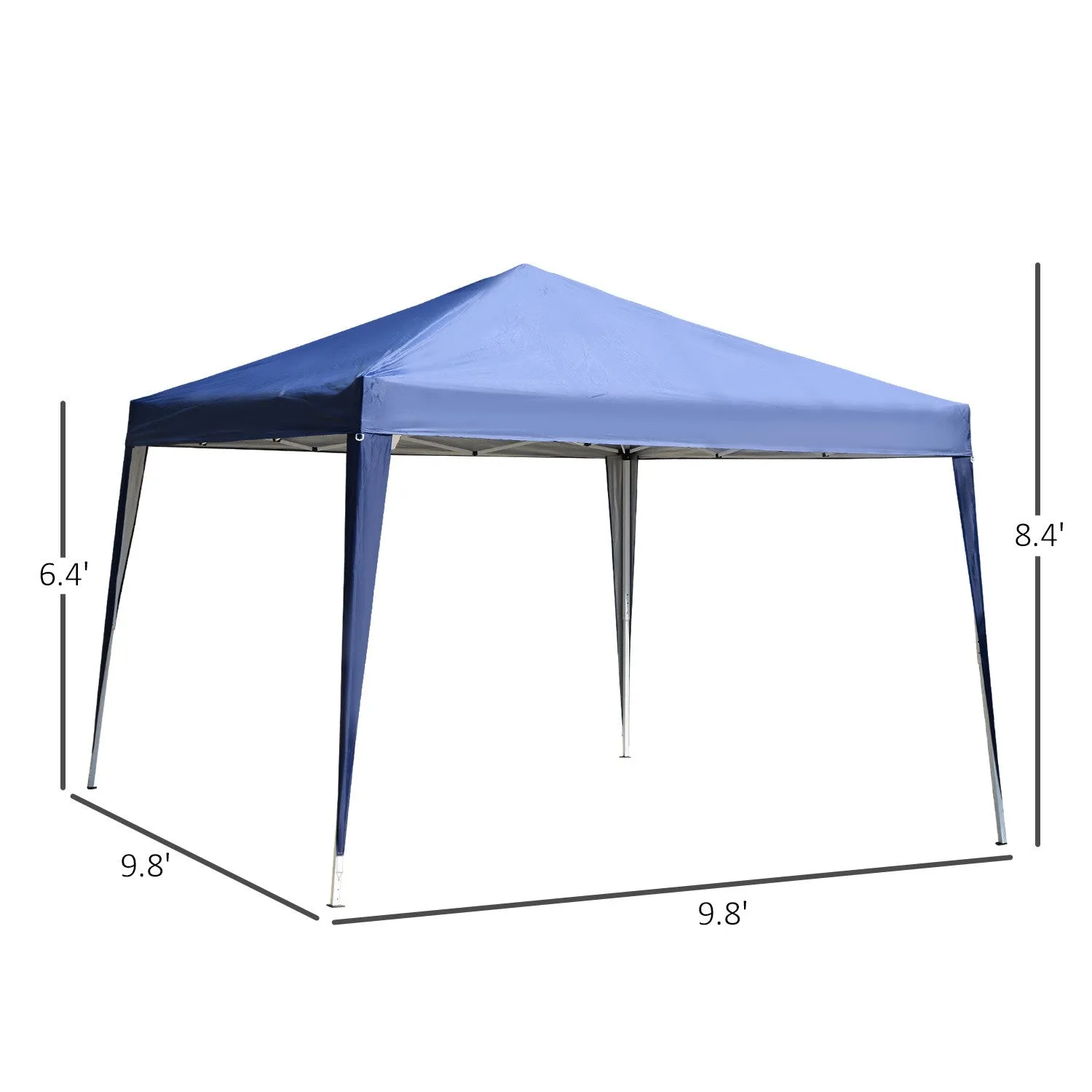 Outsunny 10x10ft Folding Pop Up Tent Outdoor Gazebo Canopy With Carrying Bag, Blue|Tonnelle Barnum De Jardin Pliant Anti-uv   Sac De Transport Acier Oxford 3 X 3 X 2,55 M Bleu