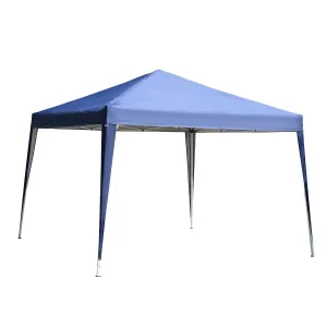Outsunny 10x10ft Folding Pop Up Tent Outdoor Gazebo Canopy With Carrying Bag, Blue|Tonnelle Barnum De Jardin Pliant Anti-uv   Sac De Transport Acier Oxford 3 X 3 X 2,55 M Bleu