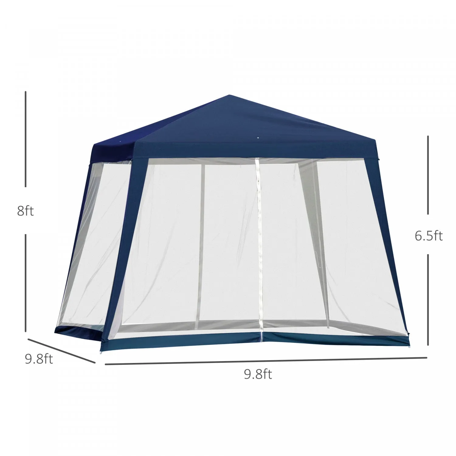 Outsunny 10x10ft Party Tent Canopy With Netting, Patio Screen House Slant Leg Outdoor Gazebo Sun Sha|Outsunny 10x10ft Gazebo Tente Patio Auvent En Plein Air Fete Activite Pare-soleil Jardin Abri Soleil