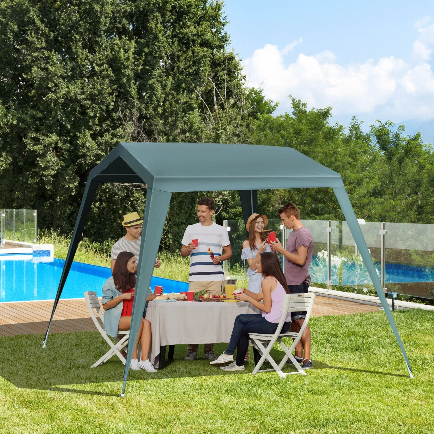Outsunny 11x8ft Portable Party Gazebo Tent Outdoor Activity Sun Shelter Garden Carport Tent Canopy W|Outsunny 11x8ft Portable Party Gazebo Tente Activite De Plein Air Abri Soleil Jardin Carport Tente A