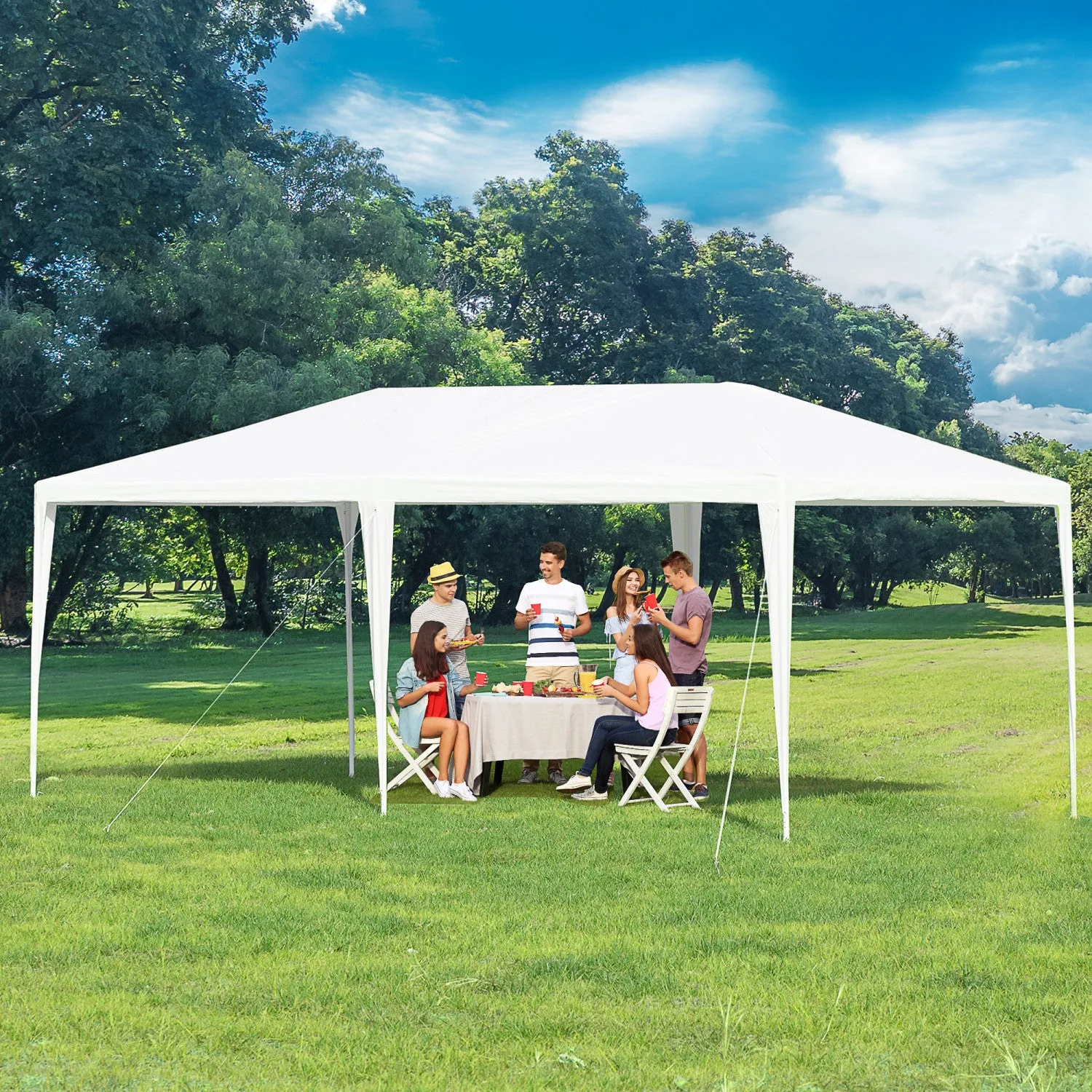 Outsunny 19'x9' Party Tent Gazebo Canopy Garden Sun Shade For Outdoor Event With Removable Mosquito |Outsunny 19'x9' Tente De Fete Gazebo Evenement Exterieur Canopee Jardin Pare-soleil Avec Moustiquair
