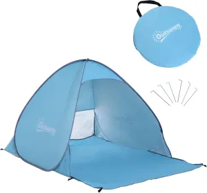 Outsunny Pop up Beach Tent, UV 30  Sun Shelter with Carry Bag, 2x1.5m for 2-3 Person, Blue