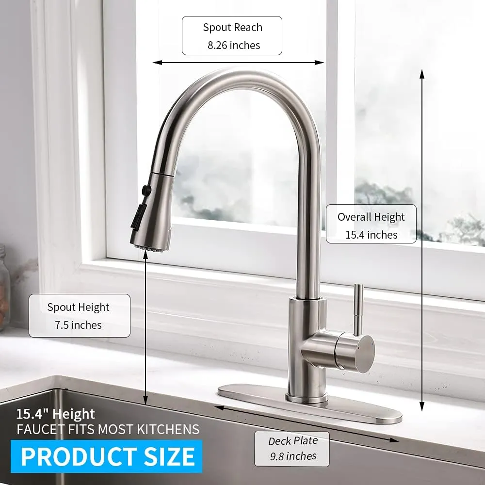 OWOFAN Touchless Kitchen Faucet Smart Kitchen Sink Faucet with Pull Down Sprayer Touch on Activated Kitchen Bar Sink Faucet Brushed Nickel Stainless Steel 68-1068SN