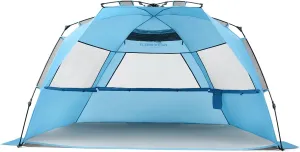 Pacific Breeze Easy Setup Beach Tent, SPF 50  Pop Up Beach Tent Provides shelter from The Sun for 4  People