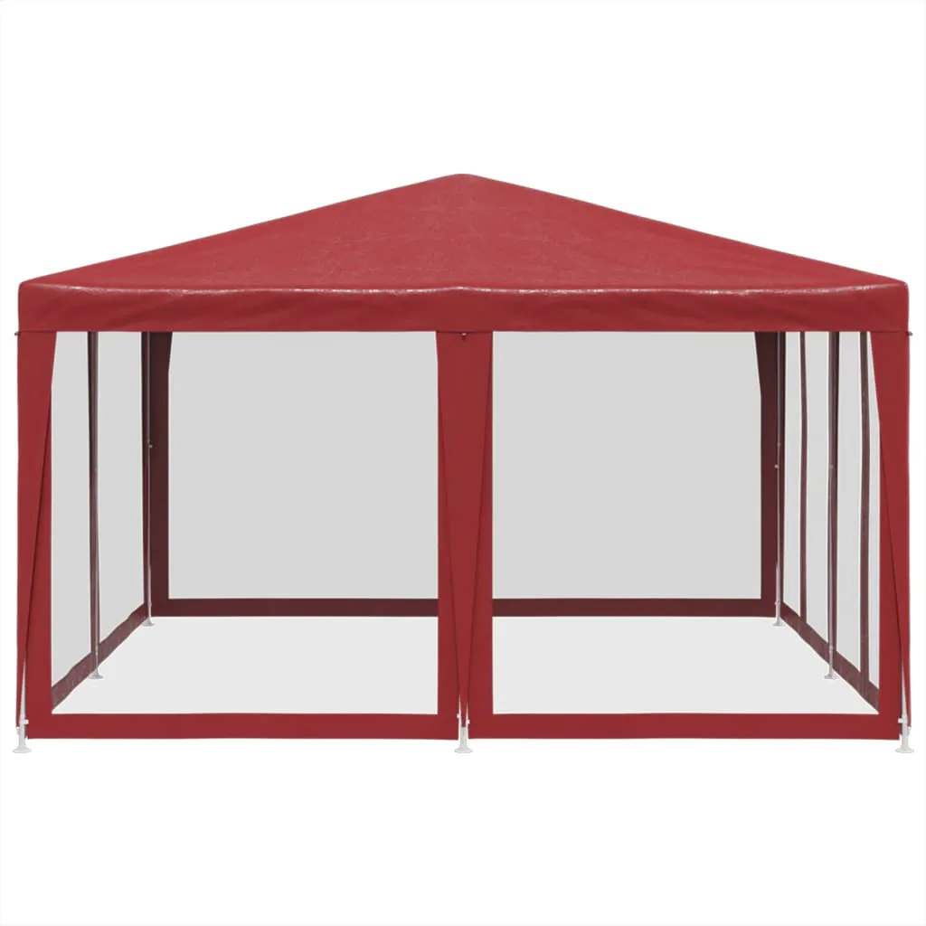 Party Tent with 8 Mesh Sidewalls Red 4x4 m HDPE