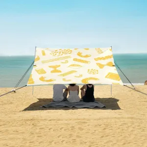 Pasta Types Beach Canopy Tent Anti-UV & Wind Resistant, Camping Sun Shelter Easy Setup Portable,Outdoor Shade Tents with Sandbags,Sand Shovels,Ground Pegs & Stability Poles