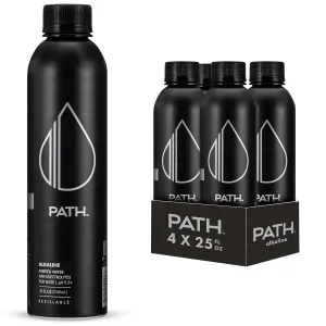PATH Alkaline Bottled Water - 9.5 pH-Balanced Purified Water with Electrolytes in Aluminum Bottle - BPA-Free, Reusable, Infinitely Recyclable - Pure, Crisp, Refreshing Taste 25 fl oz (Pack of 4)