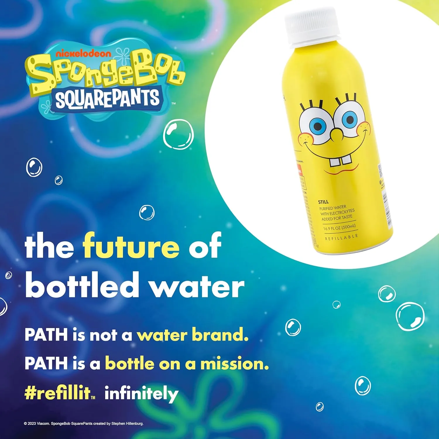 PATH Still Water Ultra-Purified, pH-Balanced, Locally Sourced – Nickelodeon SpongeBob Edition Aluminum Water Bottle – BPA-Free, Reusable, Infinitely Recyclable Bottled Water 16.9 fl oz (Pack of 12)