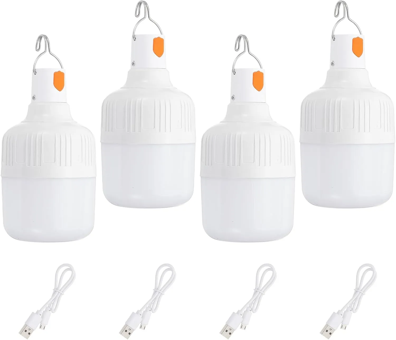 PATIKIL Camping Lantern, 4 Pack Rechargeable LED Tent Lamp Lights Bulb Portable Hanging 3 Lighting Modes 90W with Clip Hook for Camping, Hiking, Fishing, White