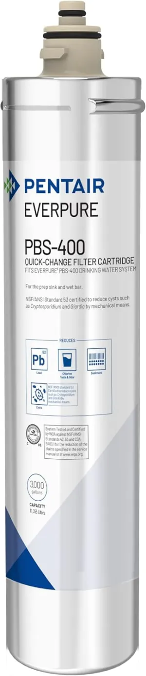 Pentair Everpure PBS-400 Quick-Change Filter Cartridge, EV927086, For Use In Everpure PBS-400 Drinking Water System, 3,000 Gallon Capacity, 0.5 Micron