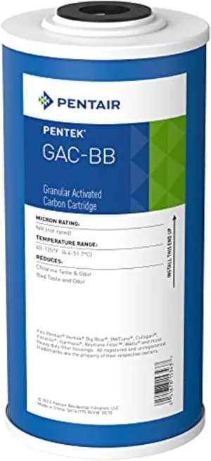 Pentair Pentek GAC-BB Big Blue Carbon Water Filter, 10-Inch, Whole House Heavy Duty Granular Activated Carbon (GAC) Replacement Cartridge, 10" x 4.5"