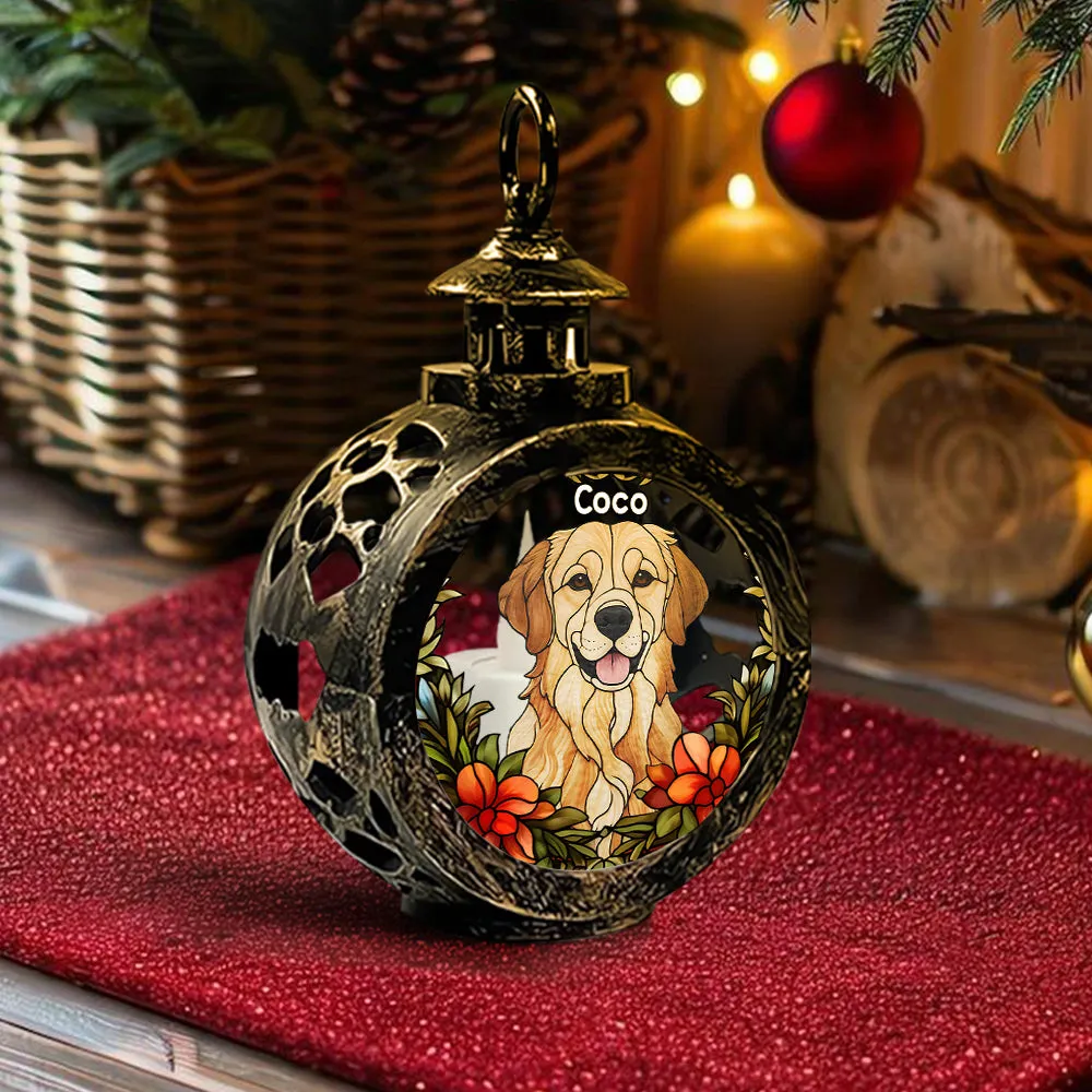 Pet Custom Stainglass - Personalized Dog Round Lantern With Light