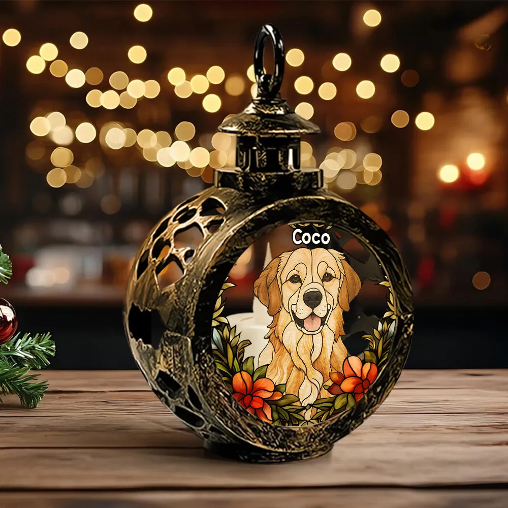 Pet Custom Stainglass - Personalized Dog Round Lantern With Light