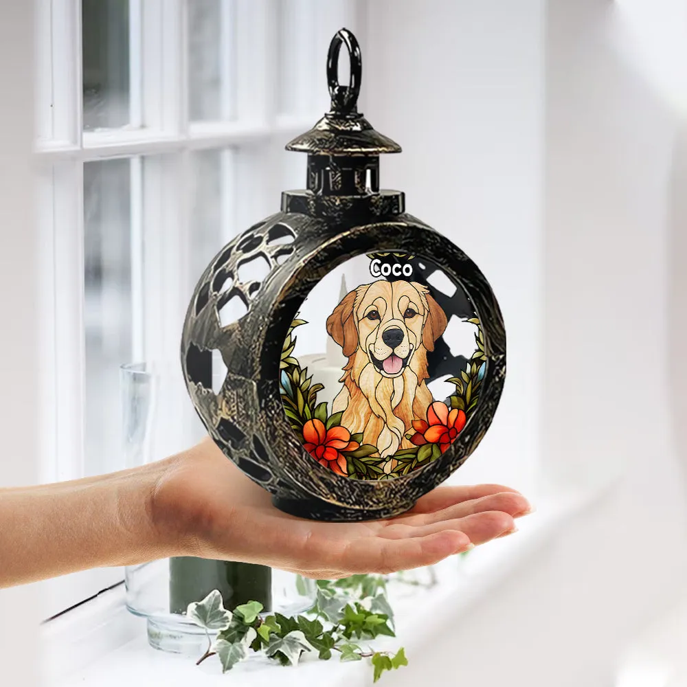Pet Custom Stainglass - Personalized Dog Round Lantern With Light