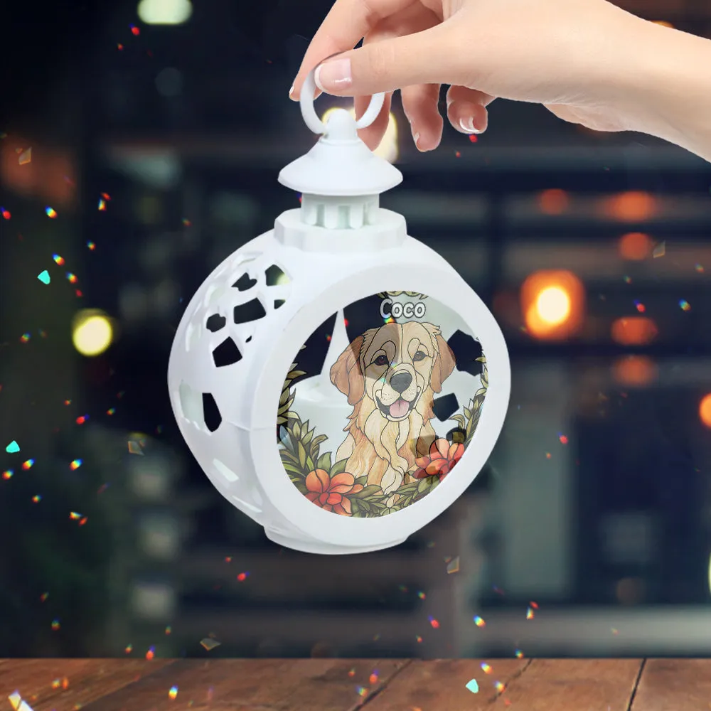 Pet Custom Stainglass - Personalized Dog Round Lantern With Light