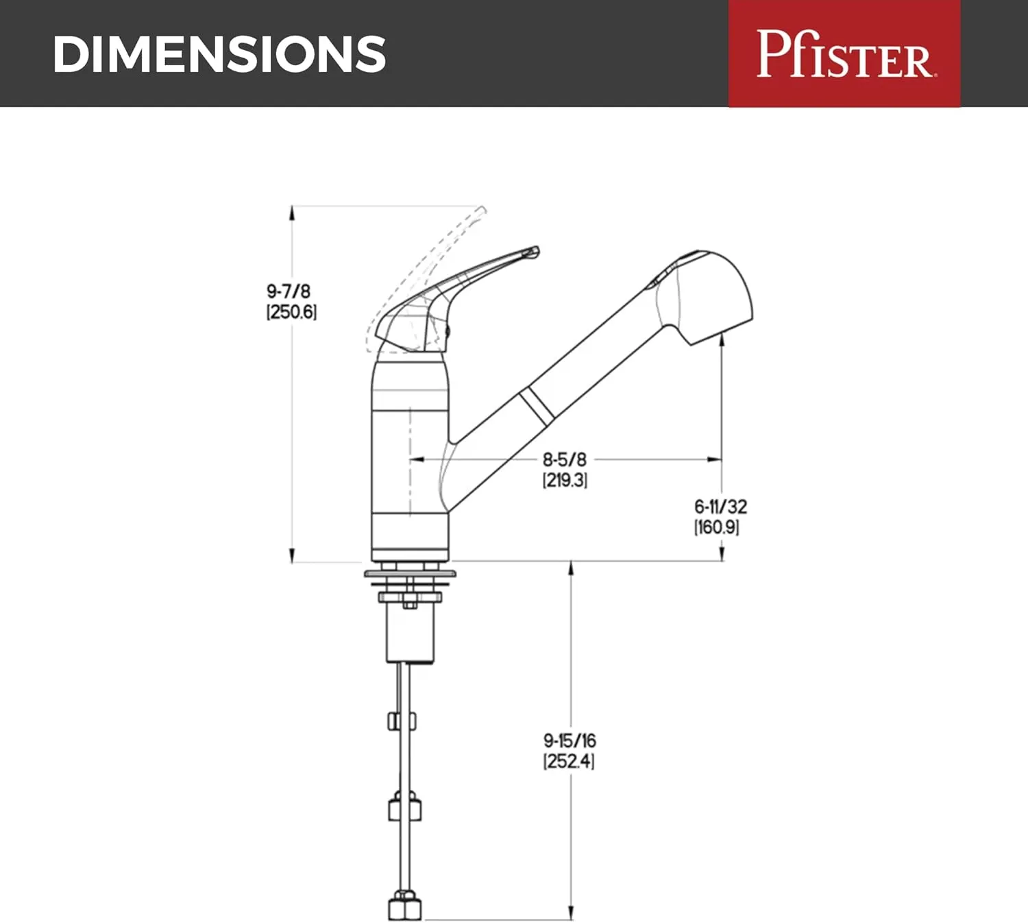 Pfister G13310CC Pfirst Series 1-Handle Pull-Out Kitchen Faucet in Polished Chrome, Water-Efficient Model